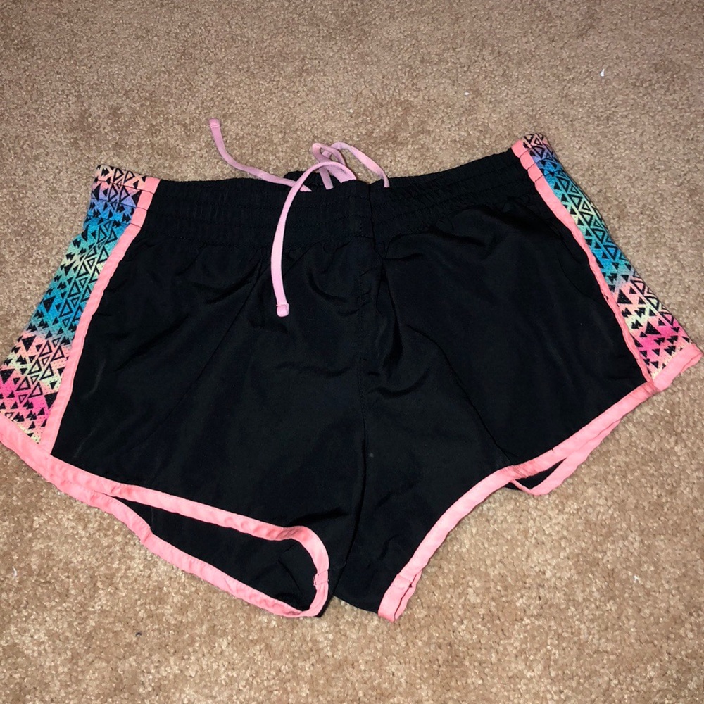 Black workout shorts with cool patterns